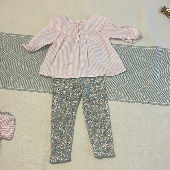 Boden liberty print leggings with pink striped shirt - Picture 1 of 3